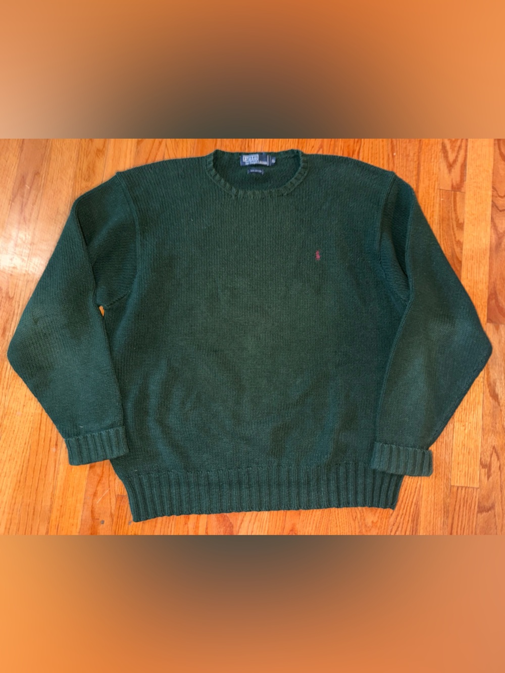 Vintage 90s Polo by Ralph Lauren Hunter Green Crewneck Sweater Burgundy Pony